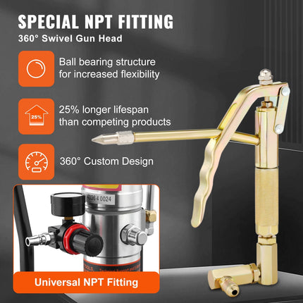 Grease Pump, 50:1 Pressure Ratio Air Operated Grease Pump With 13 Ft
