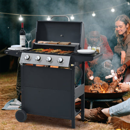Propane Gas Grill 4 Burner Barbecue Grill, Stainless Steel 34,000 BTU