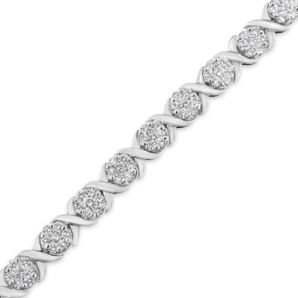 14K White Gold 6-1/3 Cttw Round Brilliant-Cut Diamond Round Cluster &