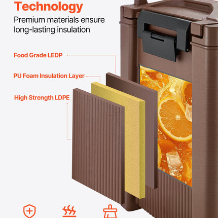 Insulated Hot And Cold Beverage Dispenser 5Gal/19L Food-Grade Drink