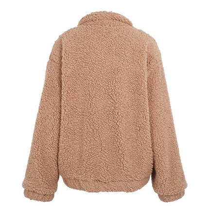 Faux lambswool oversized jacket coat Winter black warm hairly jacket
