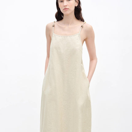"Island Walk" Cotton Beaded Sling Dress