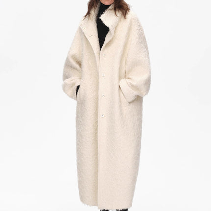 "Song of Snowland"Women's mohair wool stand collar coat autumn and