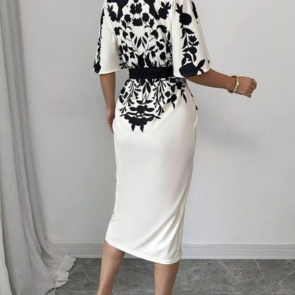 Button Front Half Sleeve Dress