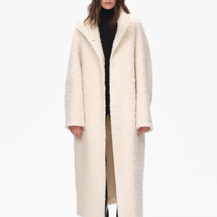 "Song of Snowland"Women's mohair wool stand collar coat autumn and