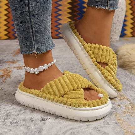Crisscross Open Toe Platform Slippers