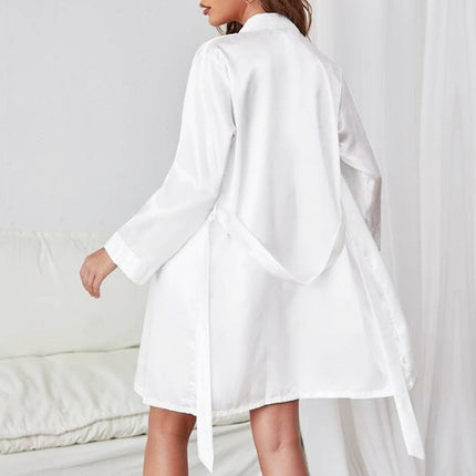 MUNSIEUR Belted Robe - Plunging Neckline Loungewear for Women