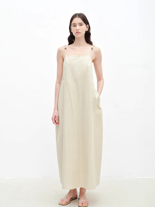 "Island Walk" Cotton Beaded Sling Dress