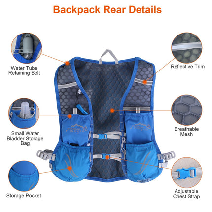1Pc Sport Hydration Vest Running Backpack With 15oz 50oz Water Bladder