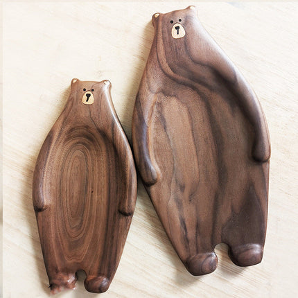 Cute Bear Wood Board Bread Plate Block Bear Shape Tray