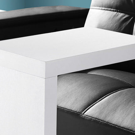 11.5" x 18" x 24" White Hollow Core Particle Board  Accent Table