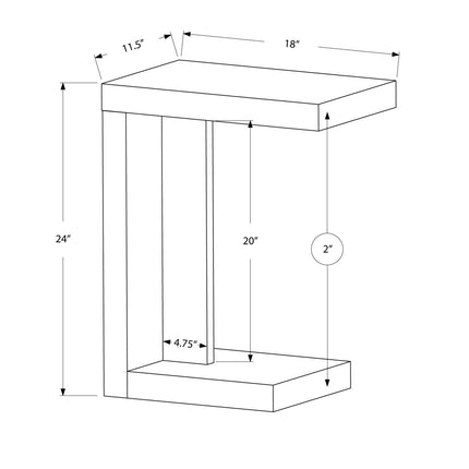 11.5" x 18" x 24" White Hollow Core Particle Board  Accent Table