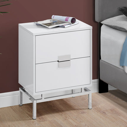 23.5" Particle Board and Chrome Metal Accent Table