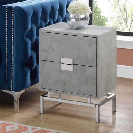 23.5" Particle Board and Chrome Metal Accent Table