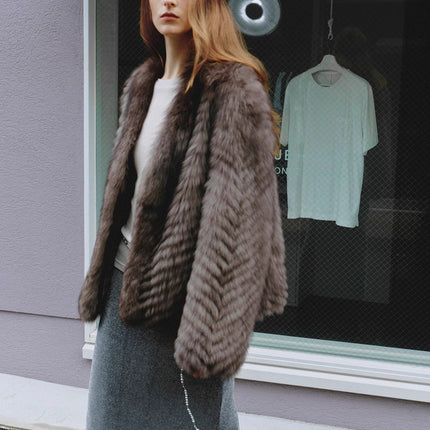 "Polar Night Star" imported sagafurs fox fur coat whole fox fur coat