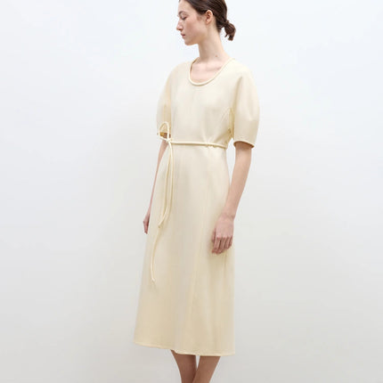 "April Story" 3D U-neck split waist curved skirt knitted dress for