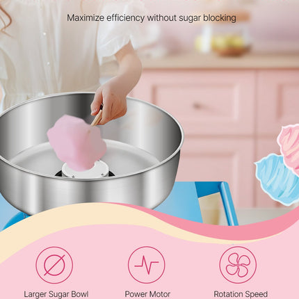 Commercial Cotton Candy Machine With Cart Sugar Floss Maker 1000W For