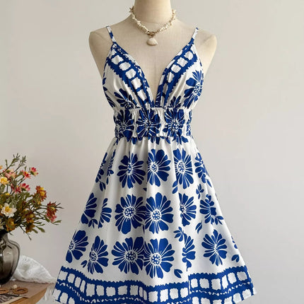 Floral Print V-Neck Mini Dress