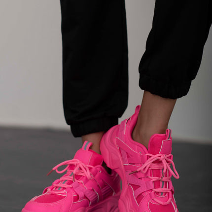 Berness Running Late Chunky Sole Athletic Sneakers in Hot Pink