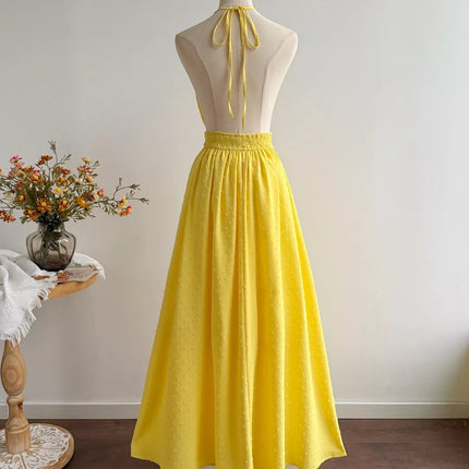 Swiss Dot Halter Neck Dress