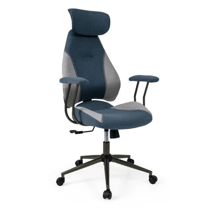 Gray Blue Color Blocking Office Chair With 2D Adjustable Headrest,