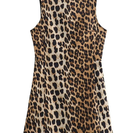 Leopard Print Sleeveless : Mini Dress