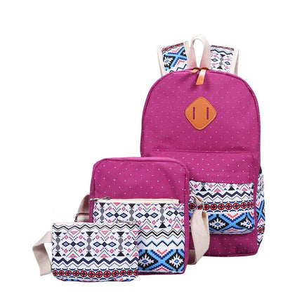 High Quality Breathable Printing Three-piece Wave Backpack