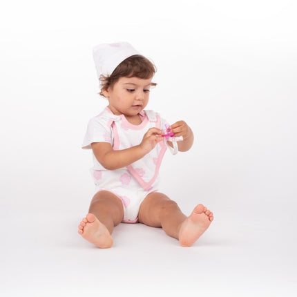 Smart Short Sleeve Bodysuit + Bib - Pink Rose