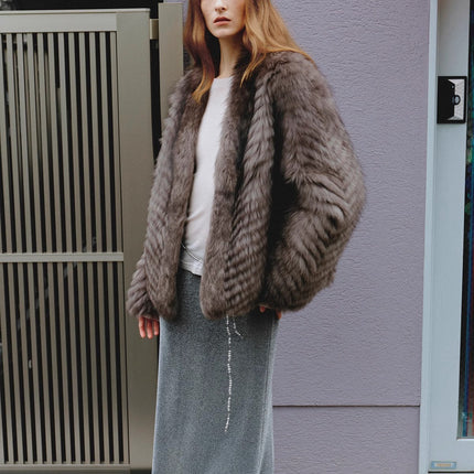 "Polar Night Star" imported sagafurs fox fur coat whole fox fur coat