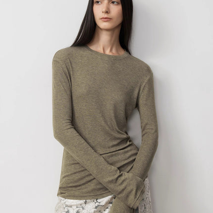 Lyocell wool stretch comfortable breathable fit minimalist solid color