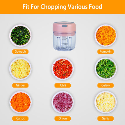 Mini Electric Garlic Chopper 8.45OZ Cordless Garlic Mincer Food