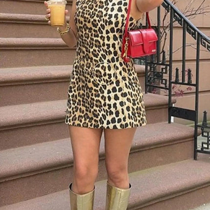 Leopard Print Sleeveless : Mini Dress