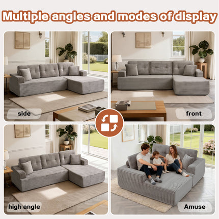 Right-Facing Chaise,L Shape Modular Sectional Sofa, Compressed