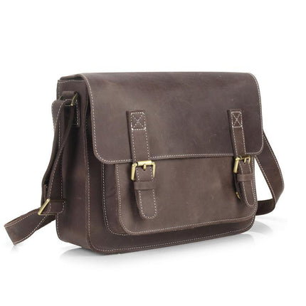 Dark Brown High Quality Leather Messenger Bag For Men
