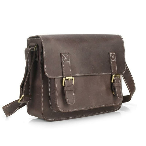 Dark Brown High Quality Leather Messenger Bag For Men