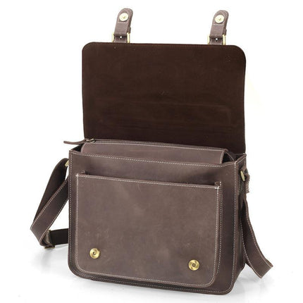 Dark Brown High Quality Leather Messenger Bag For Men