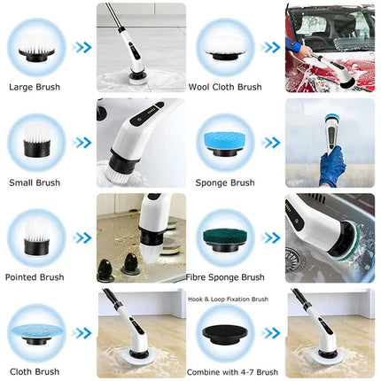 Electric Spin Scrubber Cordless Cleaning Brush Extendable With 8
