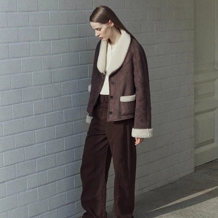 "Pure Era" imported high-quality lamb contrast color fruit collar