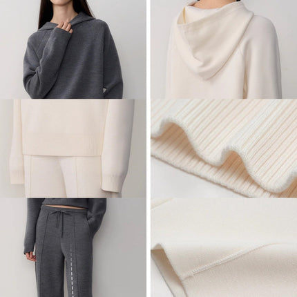 Fireladyfur Women's Wool Knit Hooded Set"Urban One"