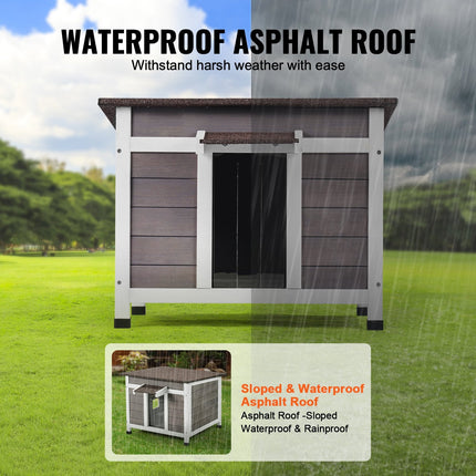 Outdoor Cat House Wooden Feral Cat Shelter With Roof Door Flaps &