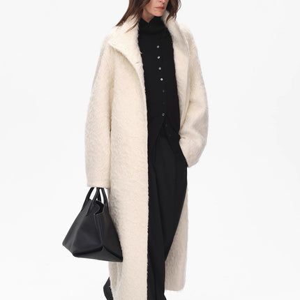 "Song of Snowland"Women's mohair wool stand collar coat autumn and