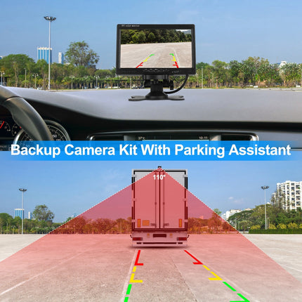 1Pc 7In Screen Backup Camera System Vehicle Rear View Monitor Kit IP67