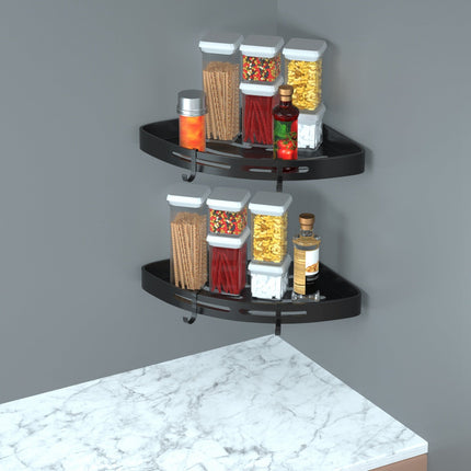 2Pcs Corner Shower Caddy Shelf Adhesive Bathroom Wall Mounted Storage