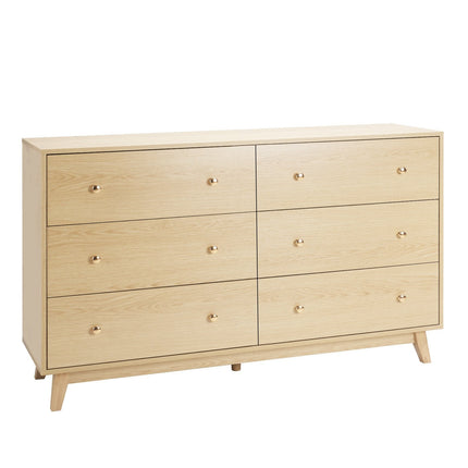 6 Drawer Dresser, Wooden Chest Of Drawers With Sliding With Anti-tip