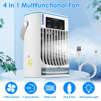 Portable Air Conditioner Fan Evaporative Humidifier 3 Speed Spray
