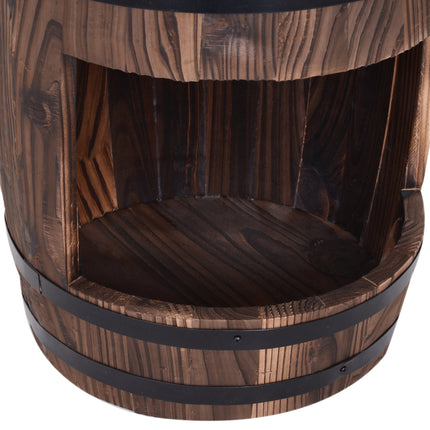 23" H Outdoor Water Fountain Wood and Plastic Rustic Apple Barrel Pump