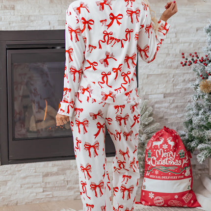 Christmas Bow Top and Pants Pajama Set