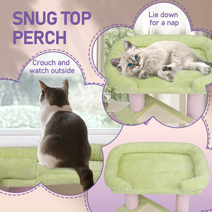 27.5in Cat Tree, Multi-level Cat Tower With Cat Scratching Post And