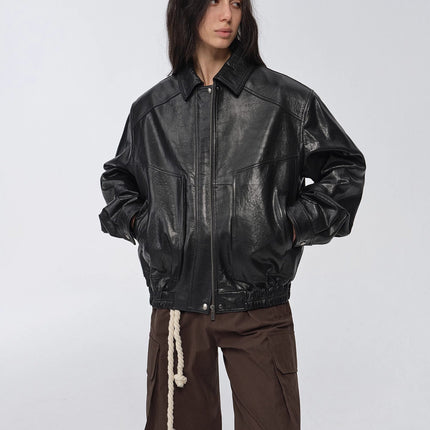 Fireladyfur Women's Retro Work Jacket in Waxed Leather "Fashionable