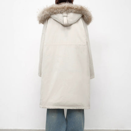 Fireladyfur Women's 90 Duck Down Parka with Raccoon Fur
